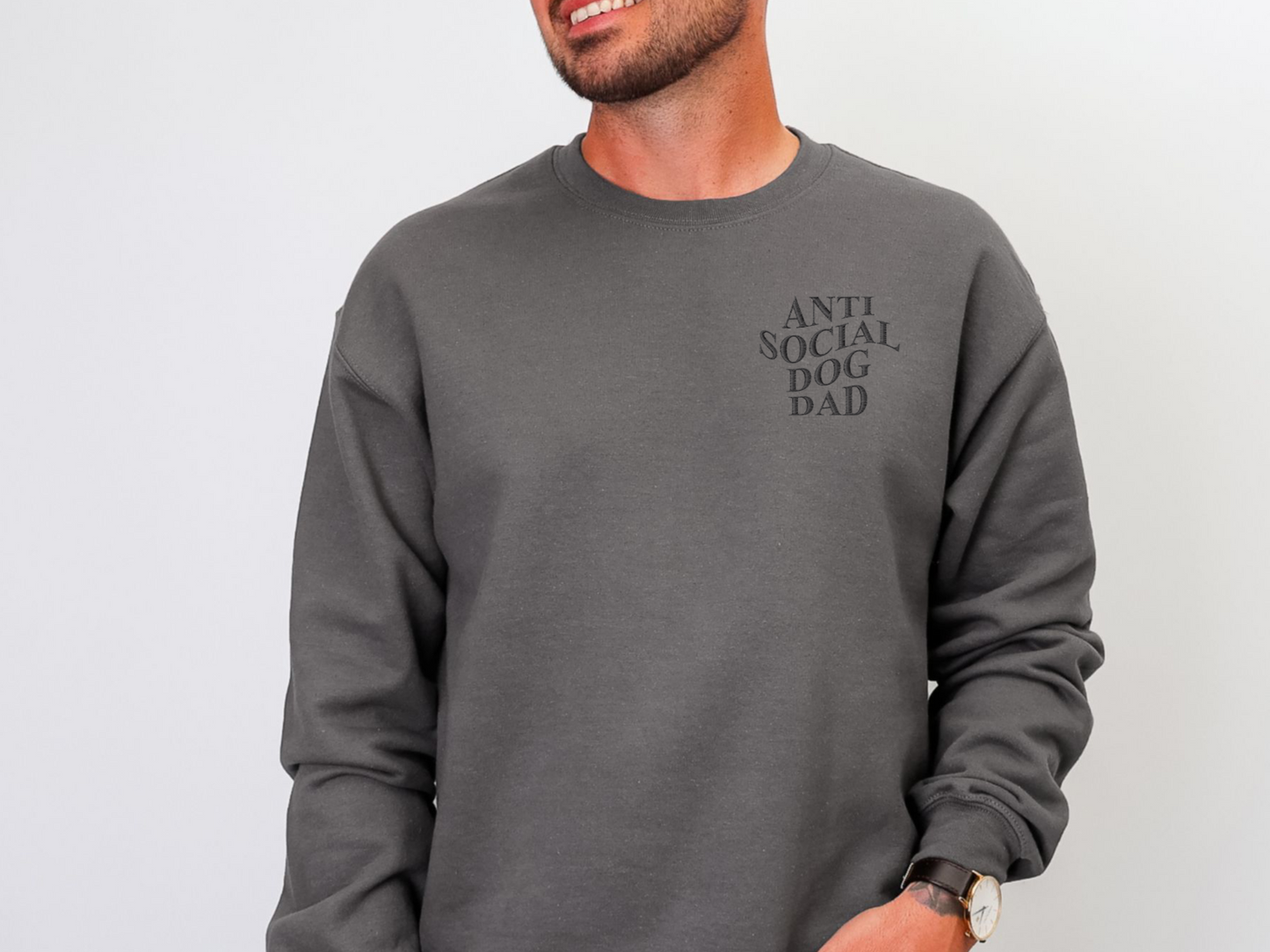 Anti Social Dog Dad - Embroidered Crew