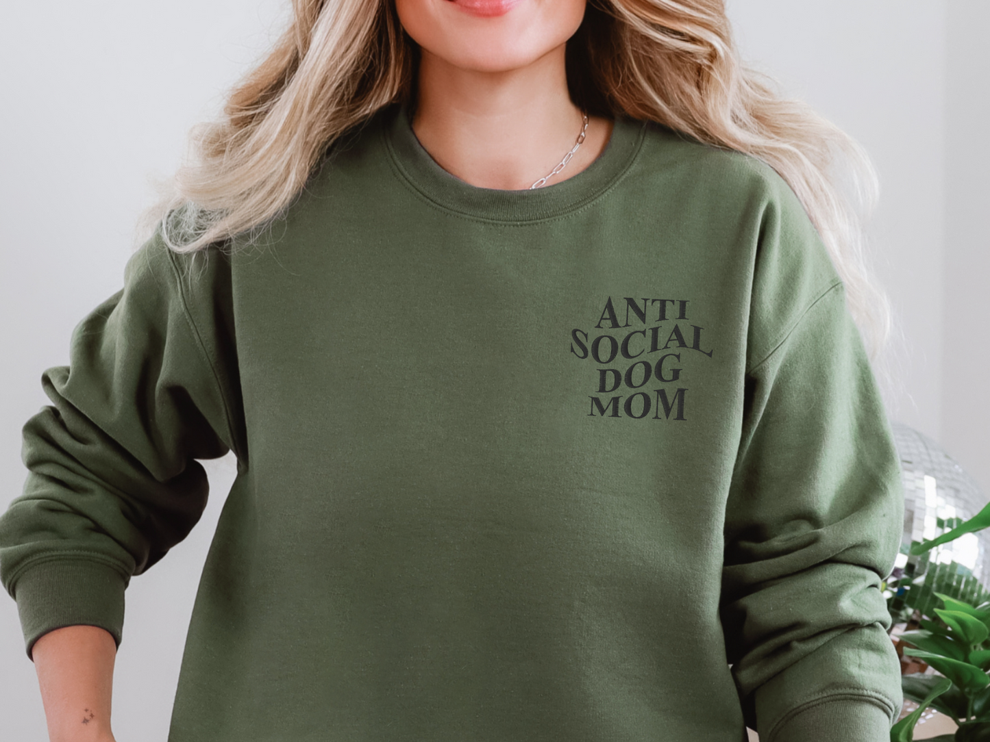 Anti Social Dog Mom - Embroidered Crew
