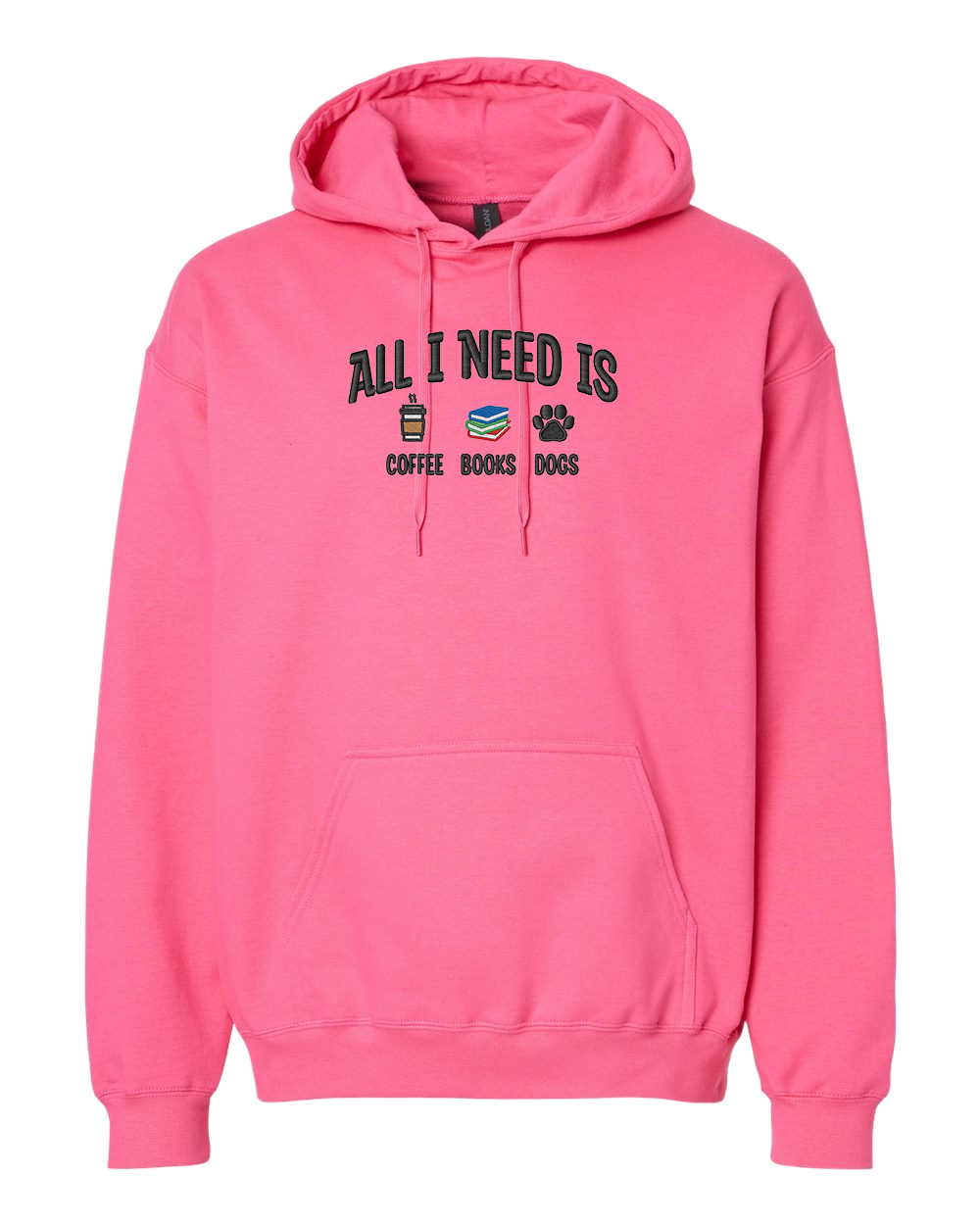 All I Need is Coffee, Books & Dogs - Embroidered Hoodie