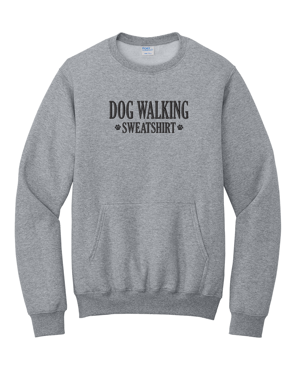 Dog Walking Embroidered Pocket Crewneck Sweatshirt