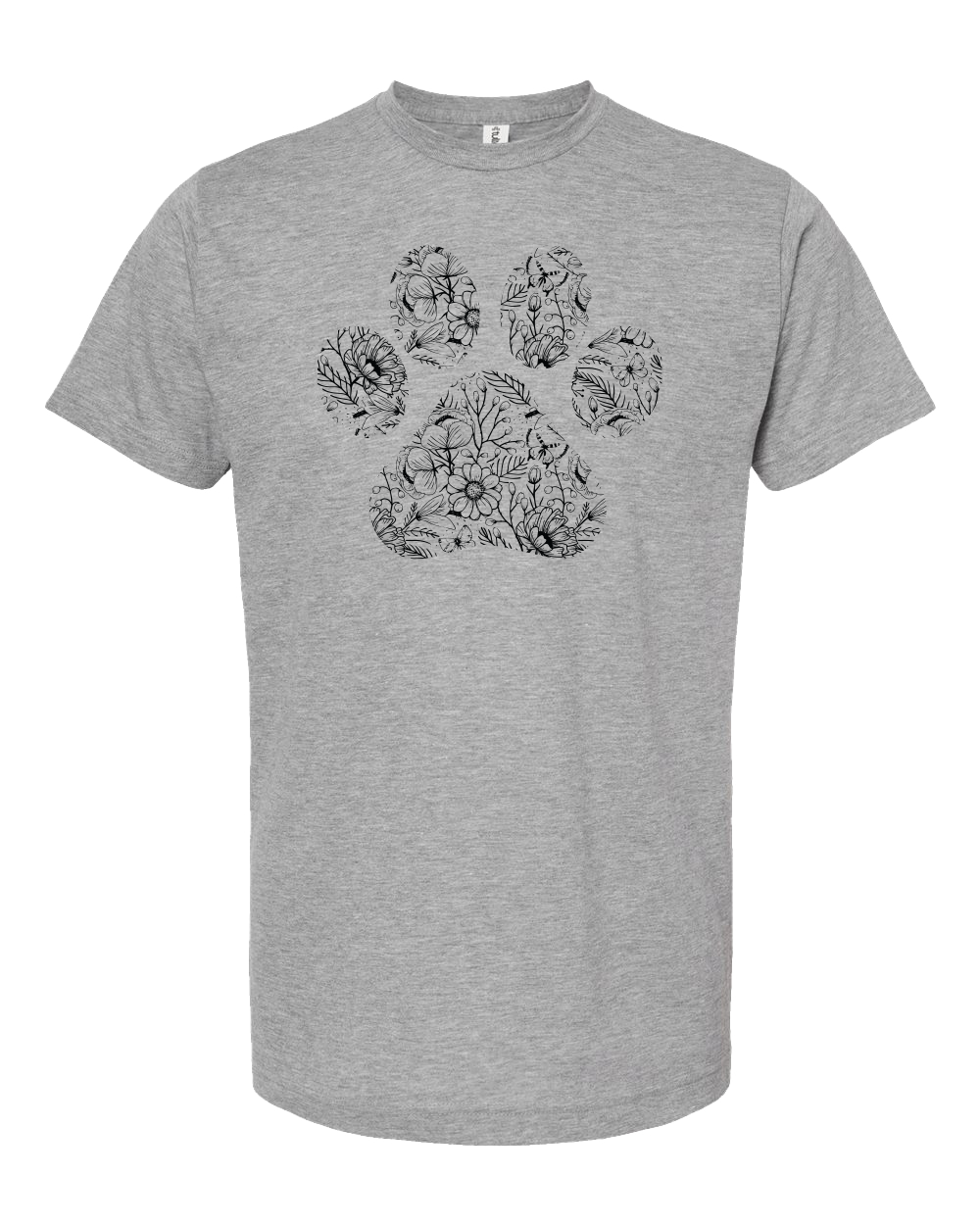Floral Dog Paw - Short Sleeve Tshirt