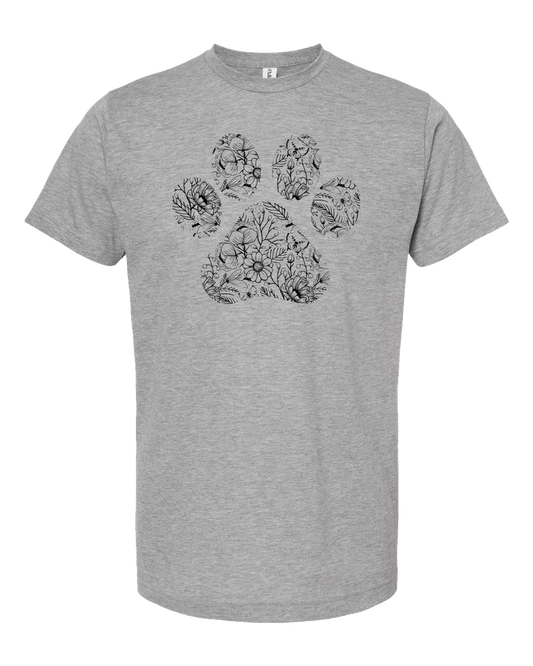 Floral Dog Paw - Short Sleeve Tshirt