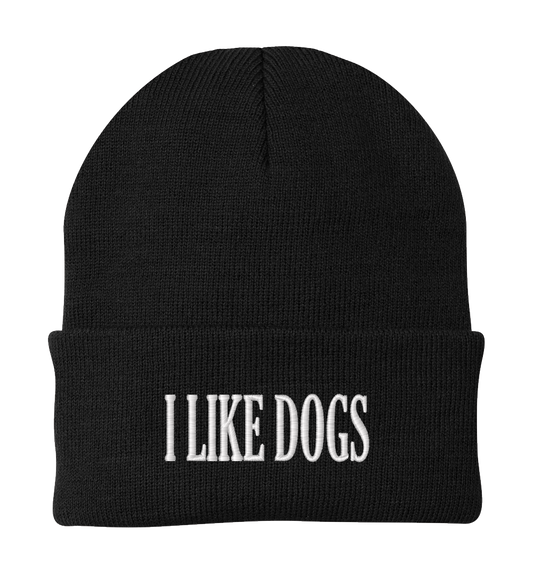 I LIKE DOGS Embroidered Beanie – Dog Lover Winter Hat