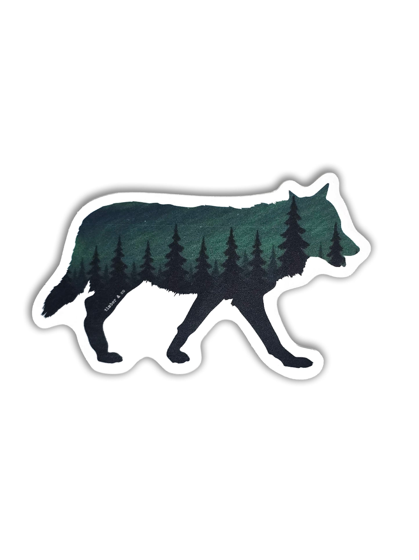 Northern Lights Wolf Sticker