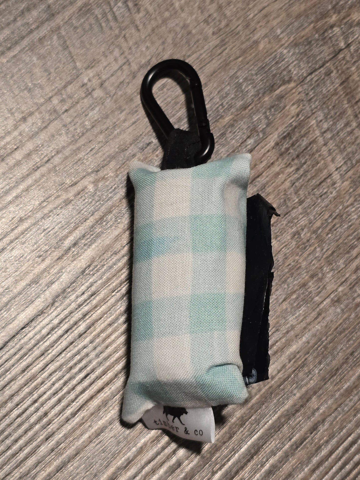 Blue Check Poop Bag Holder