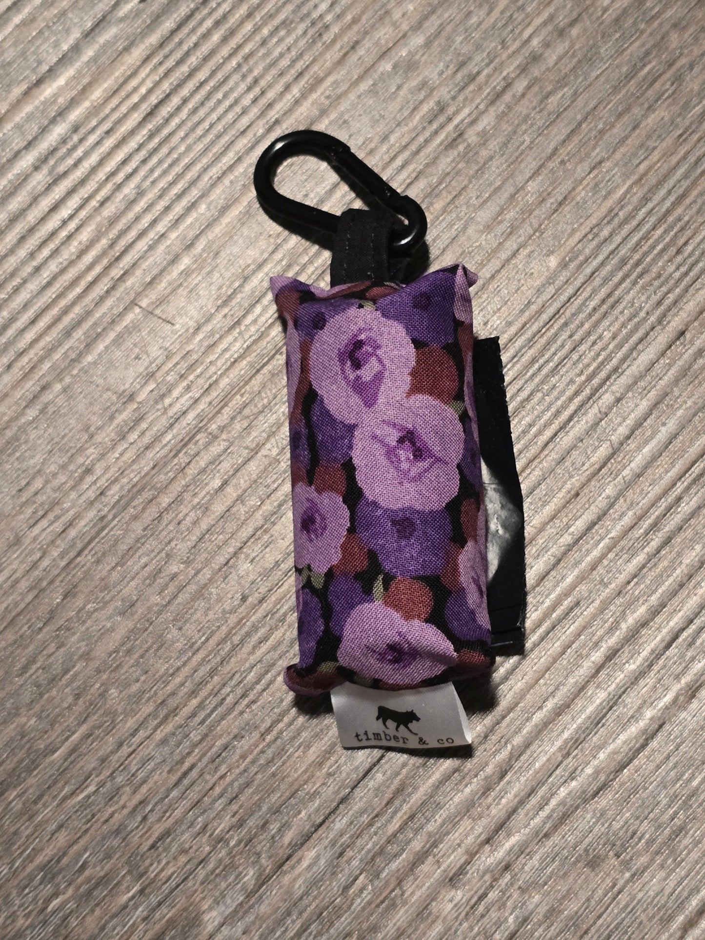 Purple Flowers Poop Bag Holder