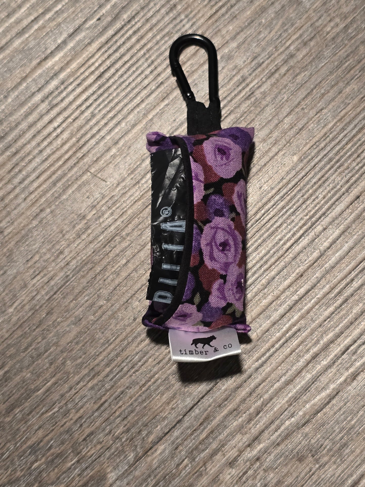 Purple Flowers Poop Bag Holder