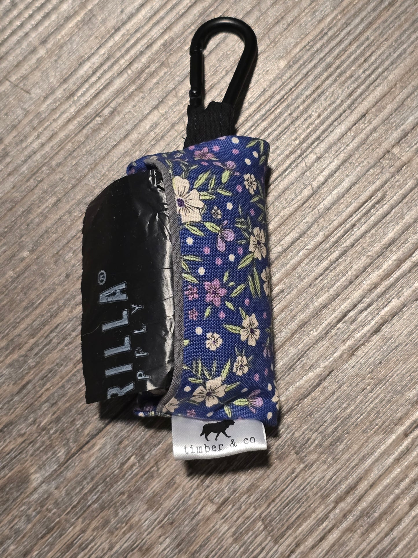 White & Purple Floral Poop Bag Holder