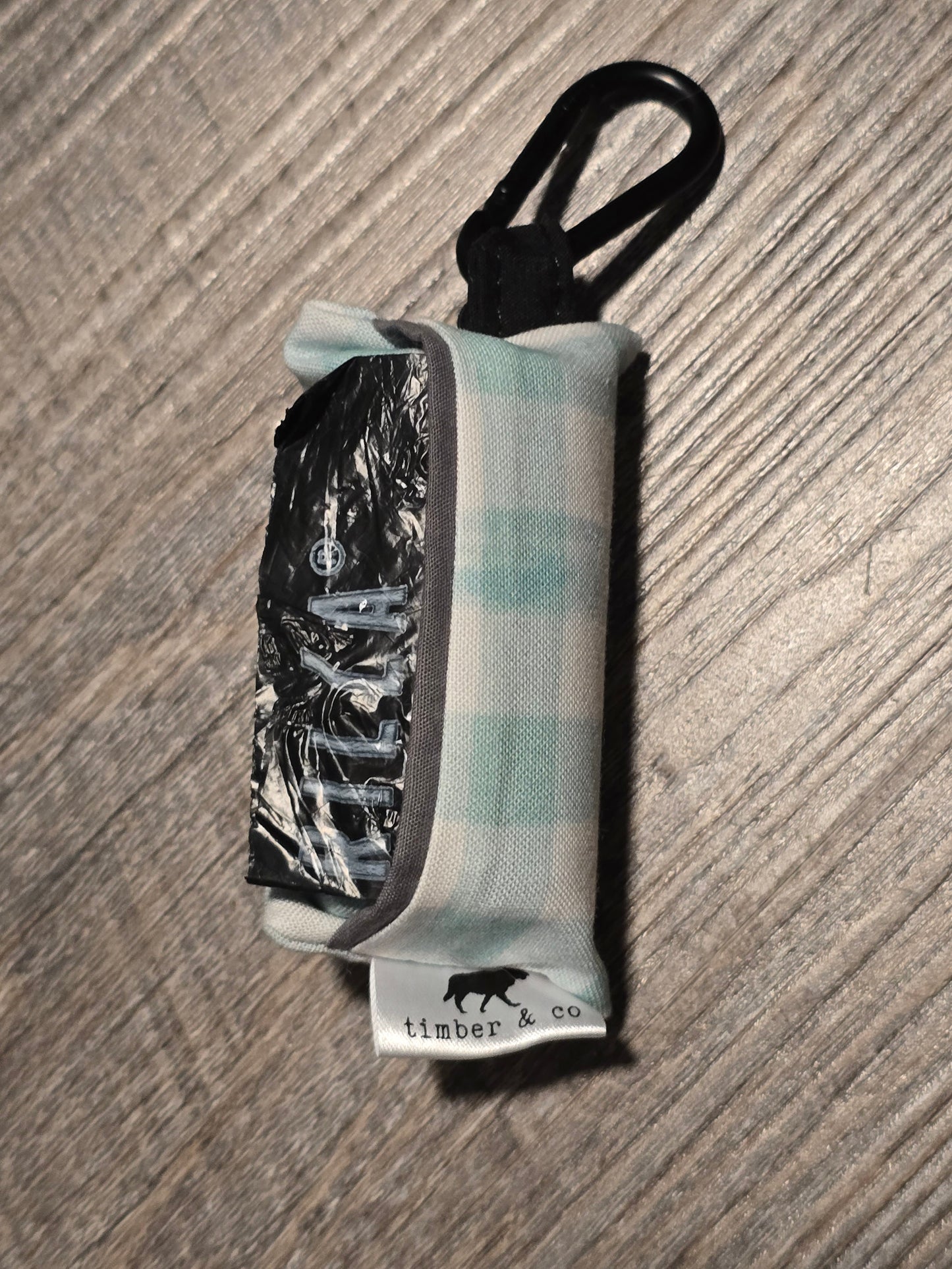 Blue Check Poop Bag Holder