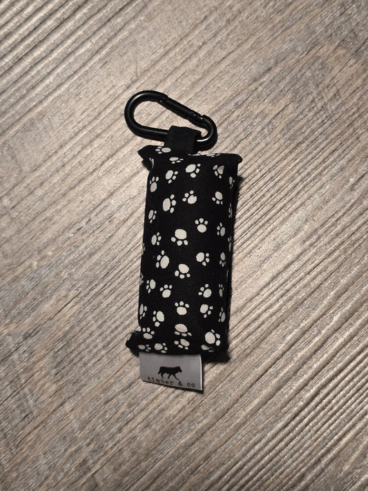 Black Paw Prints Poop Bag Holder