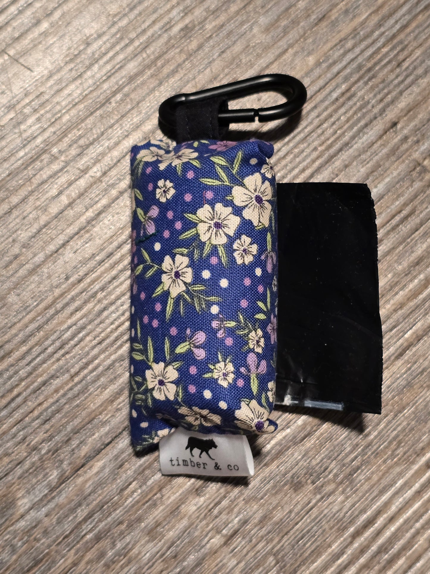 White & Purple Floral Poop Bag Holder
