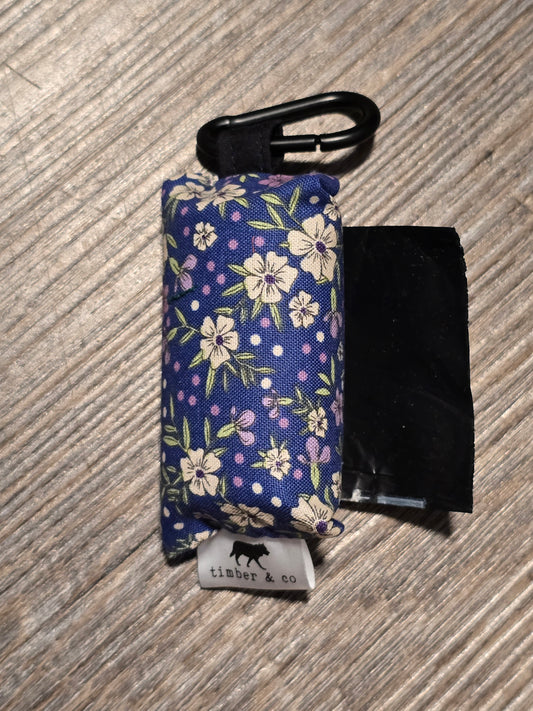 White & Purple Floral Poop Bag Holder