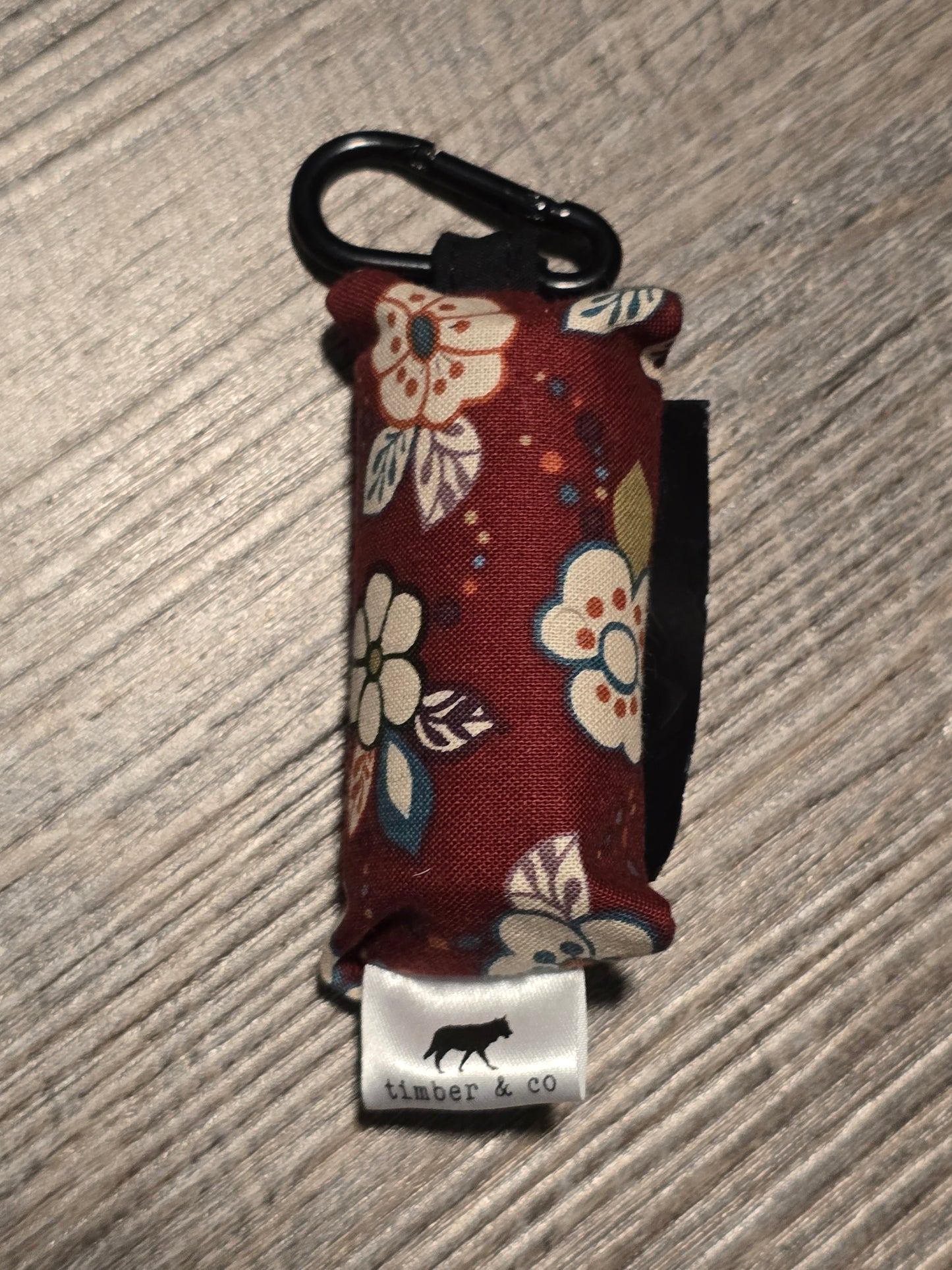 Maroon Floral Poop Bag Holder