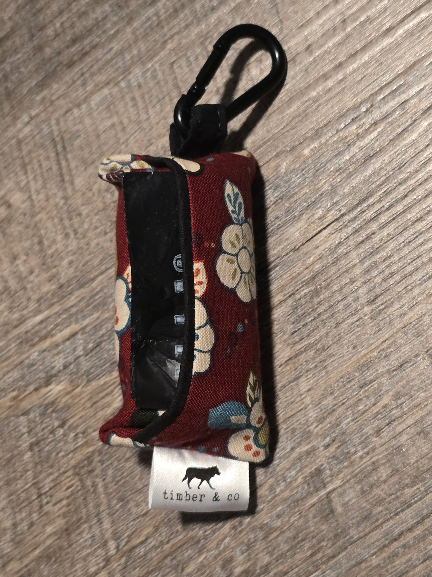 Maroon Floral Poop Bag Holder