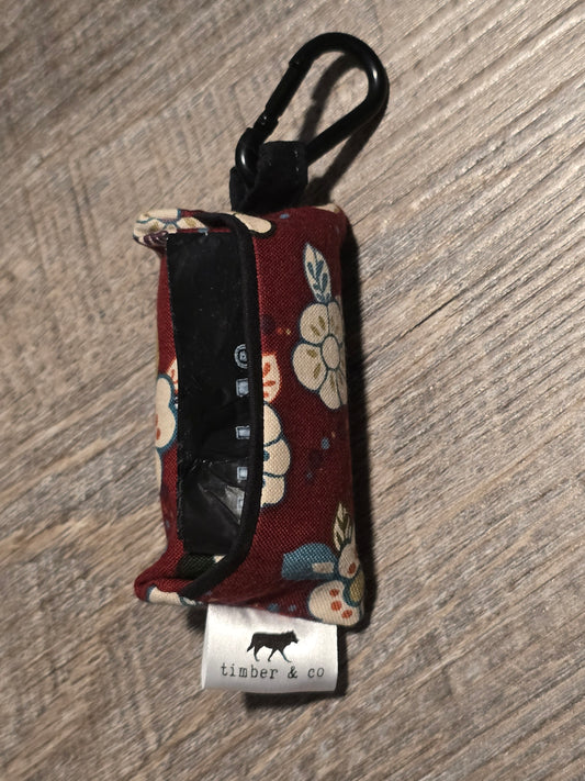 Maroon Floral Poop Bag Holder