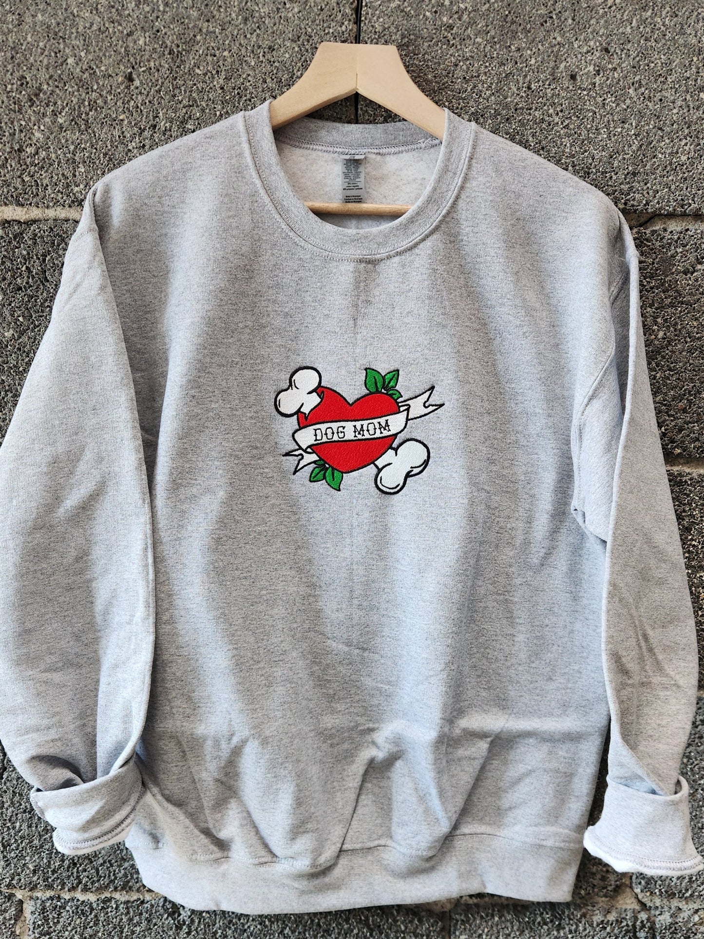 Dog Mom Tattoo - Embroidered Crew