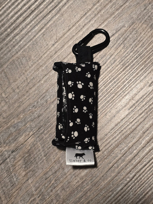 Black Paw Prints Poop Bag Holder