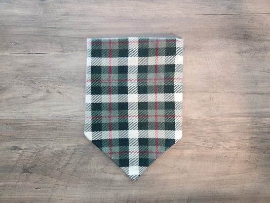Green Holiday Plaid - Christmas Over the Collar Doggie Bandana