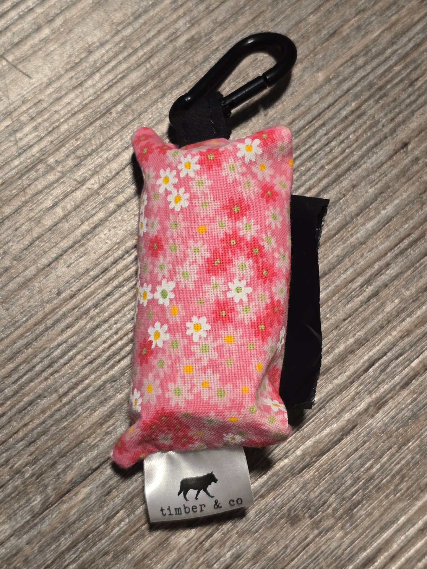 Pink Daisy Poop Bag Holder