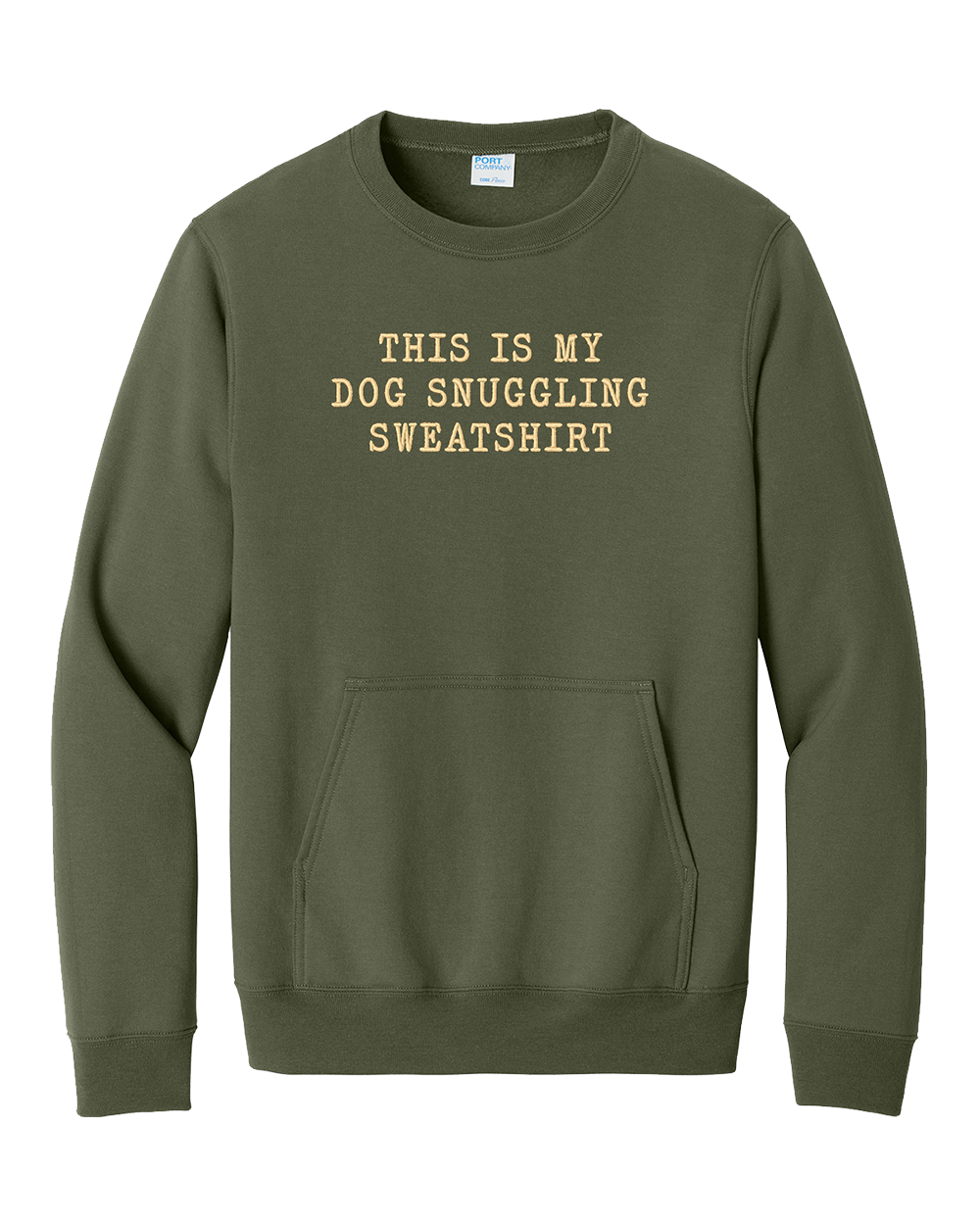 Dog Snuggling Embroidered Pocket Crewneck Sweatshirt