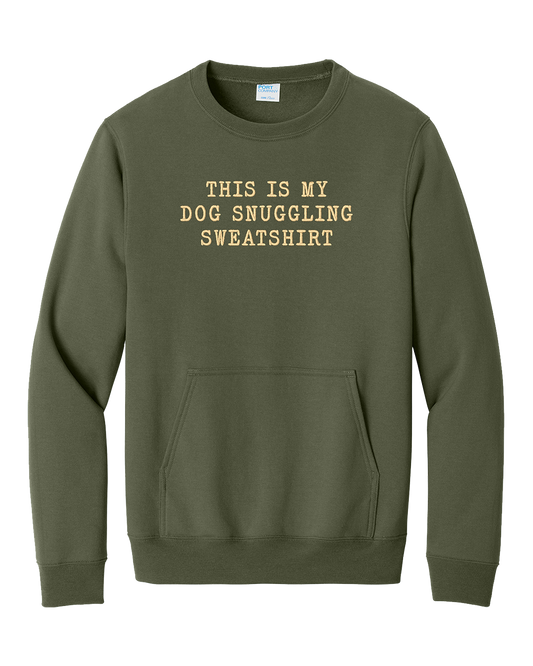Dog Snuggling Embroidered Pocket Crewneck Sweatshirt