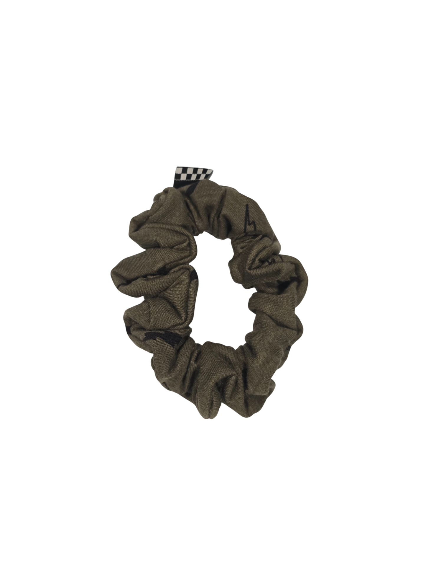 Olive Green Lightning Bolt Knit Scrunchie