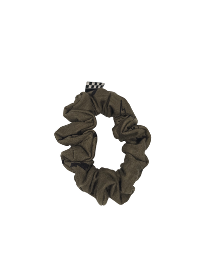 Olive Green Lightning Bolt Knit Scrunchie