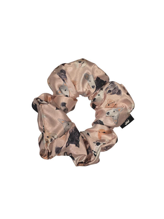 Dogs Faces Satin Scrunchie