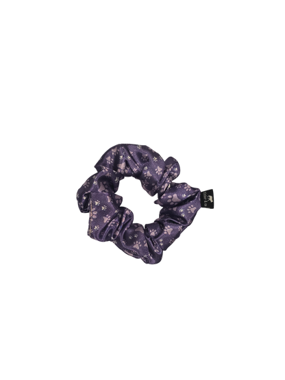 Purple Paw Prints Satin Scrunchie