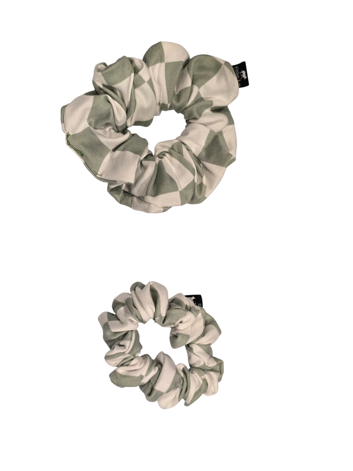 Light Green Checkered Knit Scrunchie