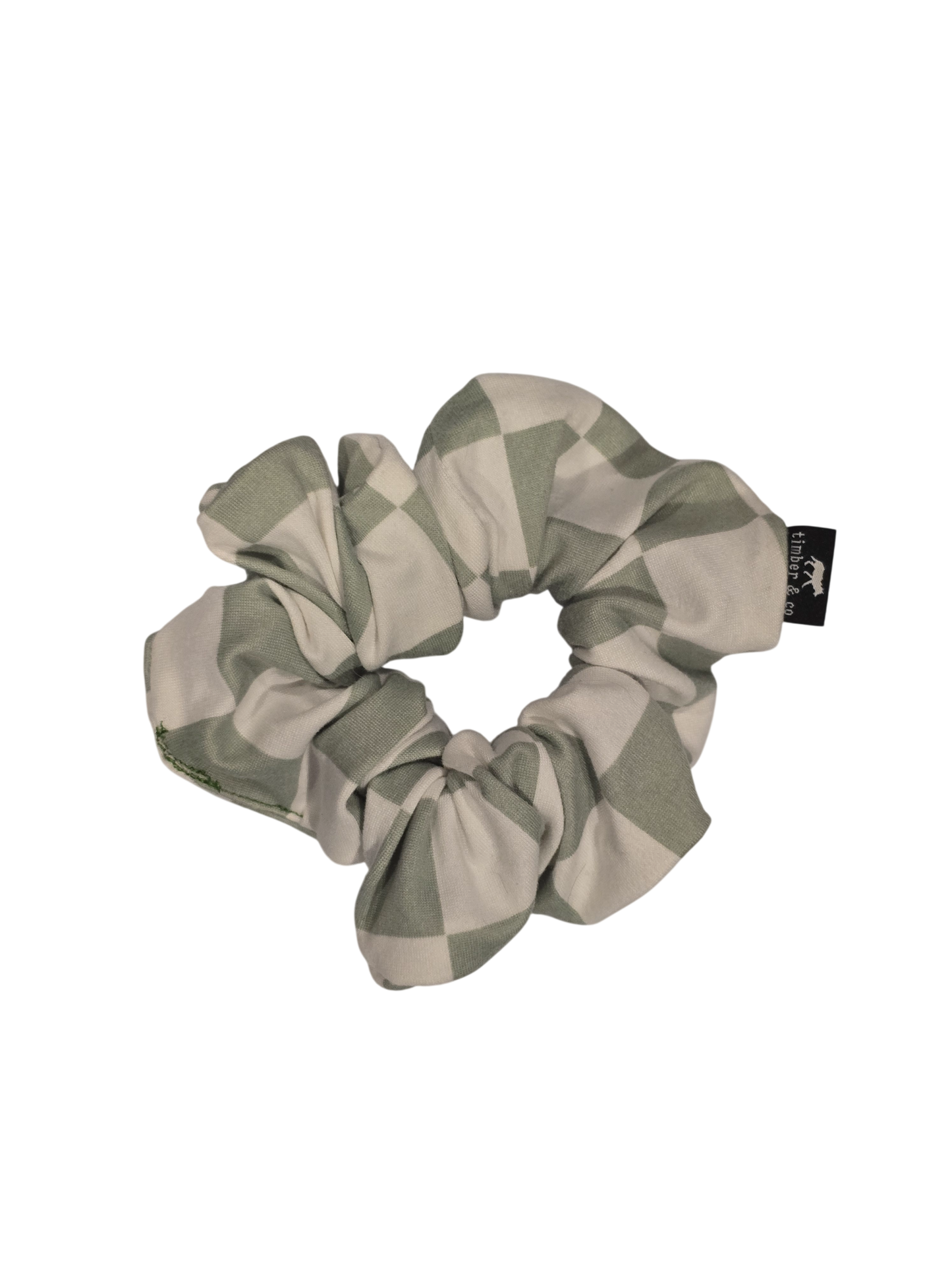 Light Green Checkered Knit Scrunchie