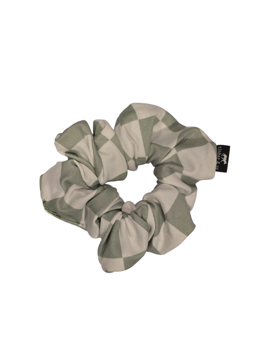 Light Green Checkered Knit Scrunchie