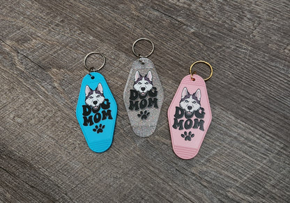 Husky Dog Mom (Dark Gray) - Keychain