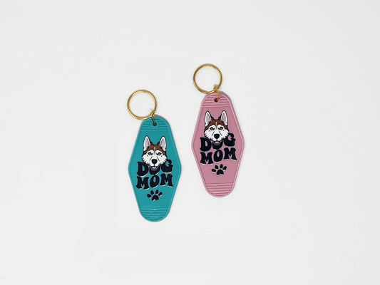 Husky Dog Mom (Red) - Keychain