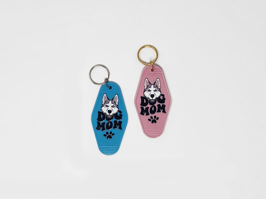 Husky Dog Mom (Light Gray) - Keychain