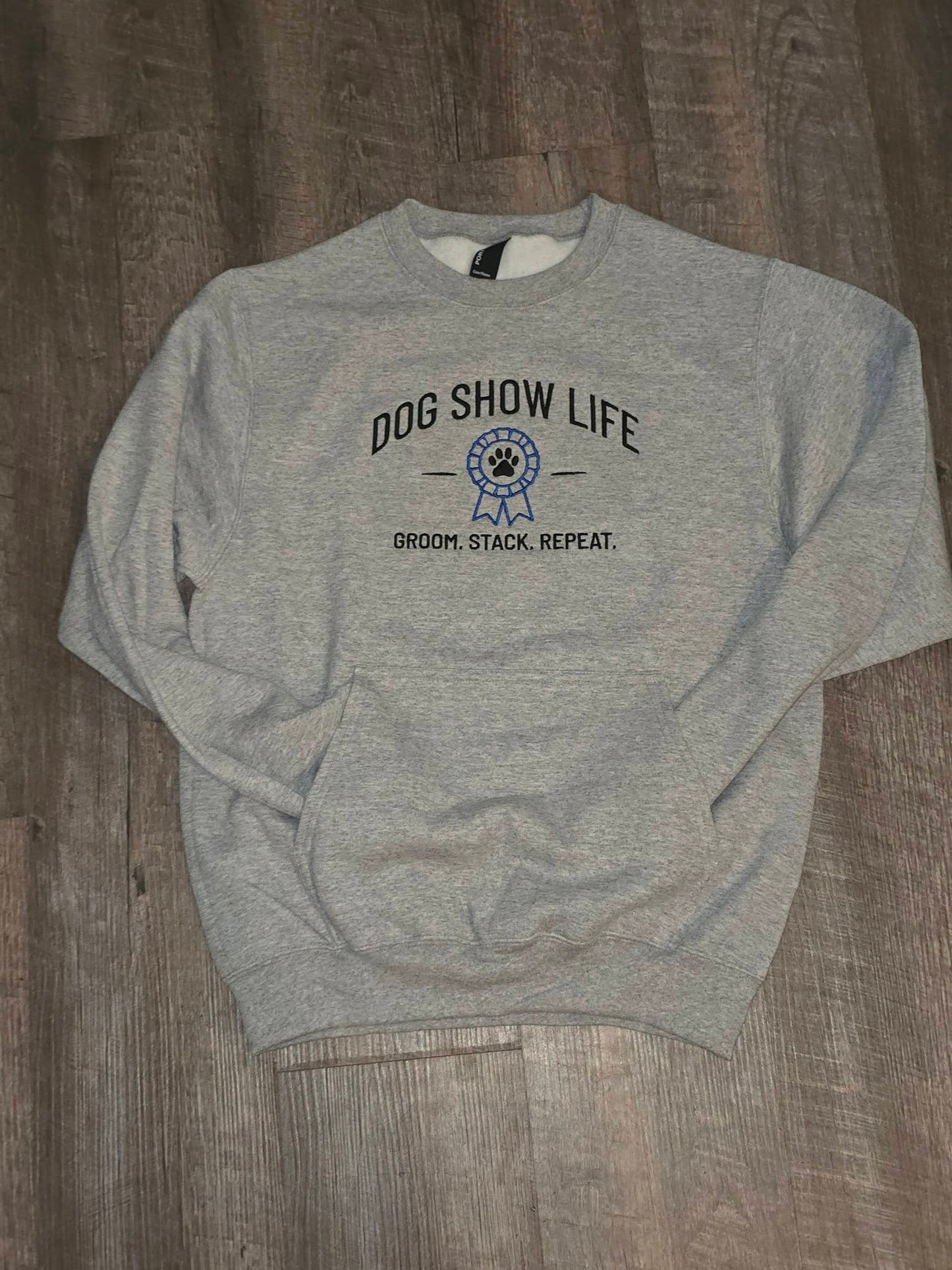 Dog Show Life Embroidered Pocket Crewneck Sweatshirt