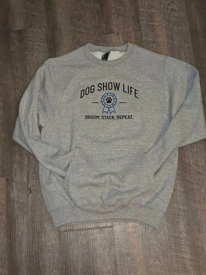 Dog Show Life Embroidered Pocket Crewneck Sweatshirt