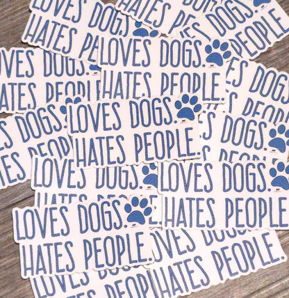 Loves dogs hates people sticker