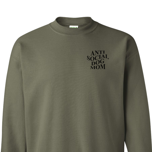 Anti Social Dog Mom - Embroidered Crew