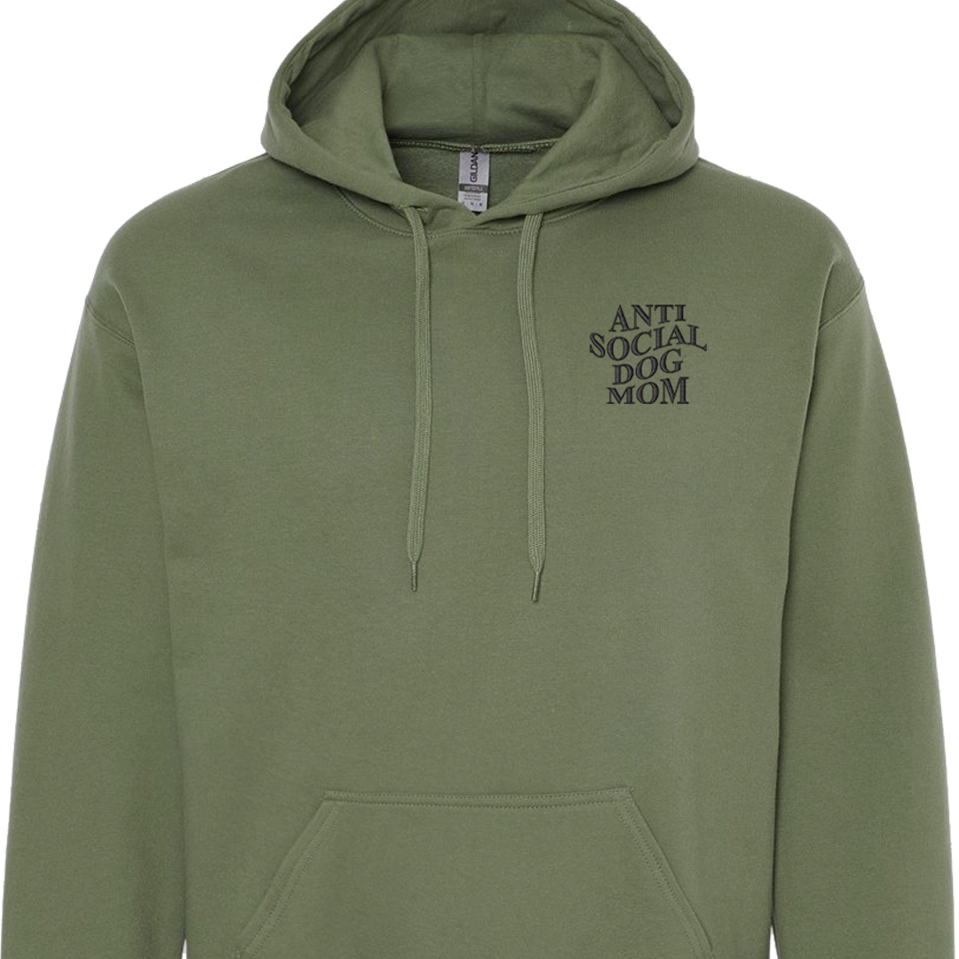 Anti Social Dog Mom - Embroidered Hoodie
