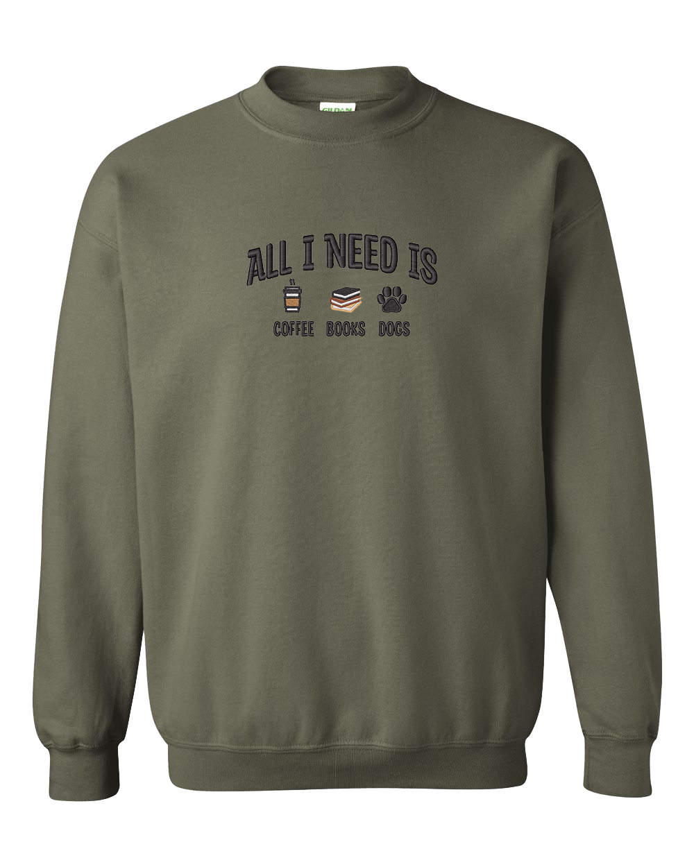 All I Need is Coffee, Books & Dogs - Embroidered Crew