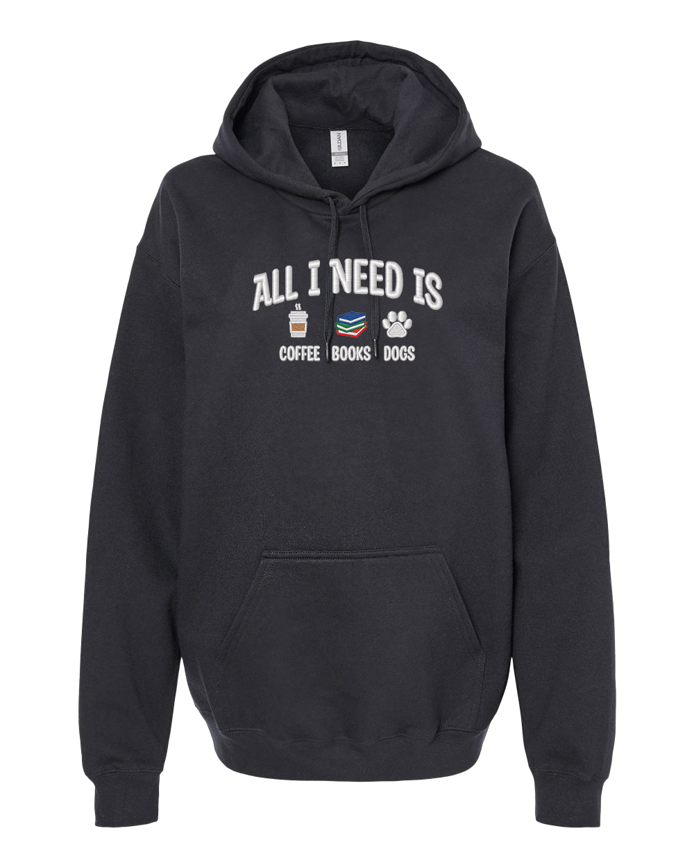 All I Need is Coffee, Books & Dogs - Embroidered Hoodie