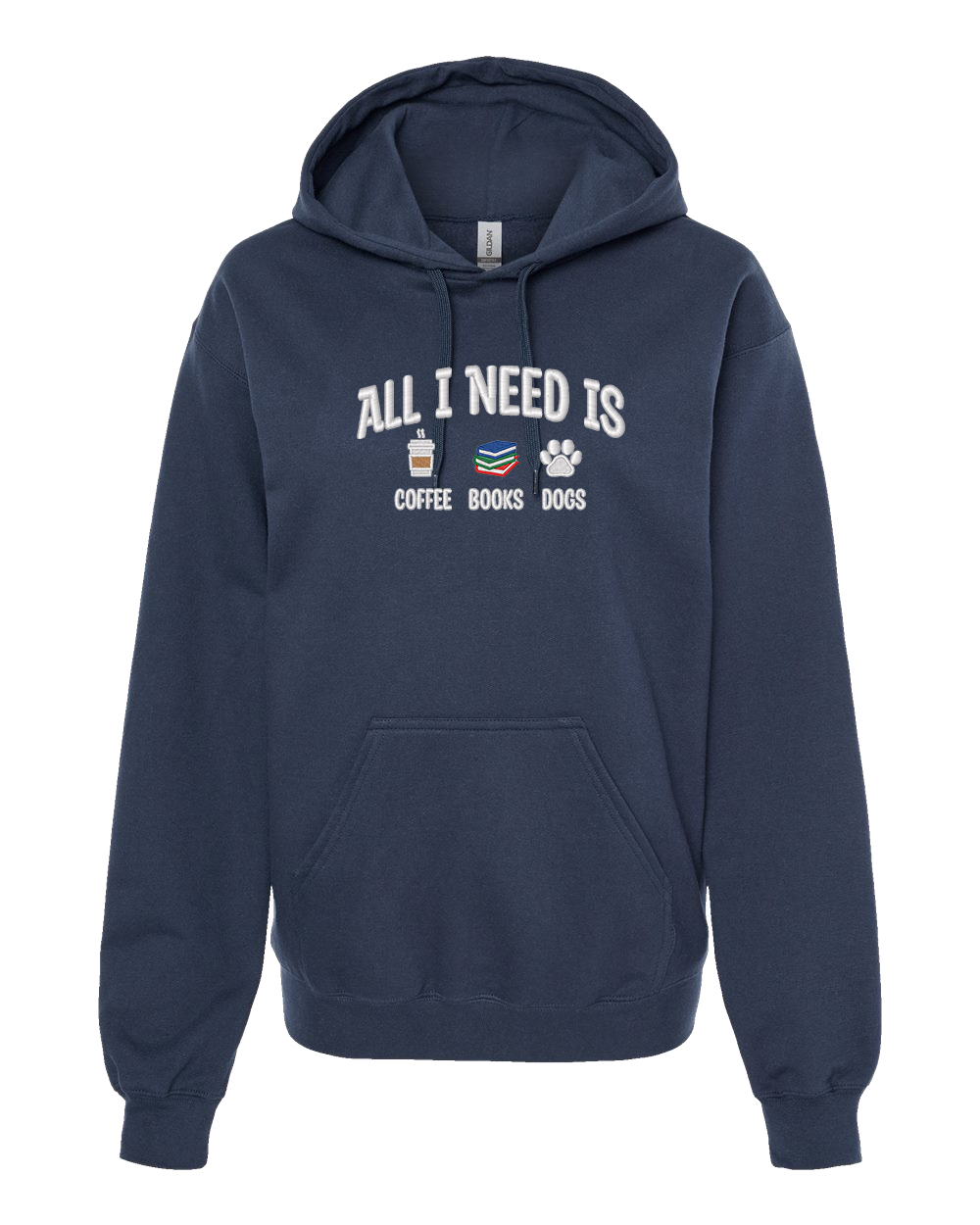 All I Need is Coffee, Books & Dogs - Embroidered Hoodie