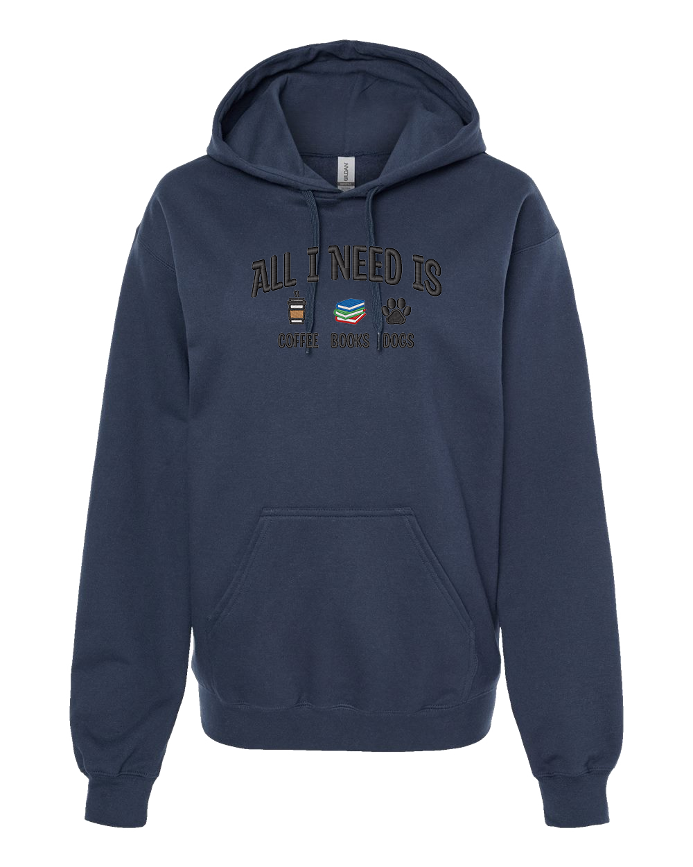 All I Need is Coffee, Books & Dogs - Embroidered Hoodie
