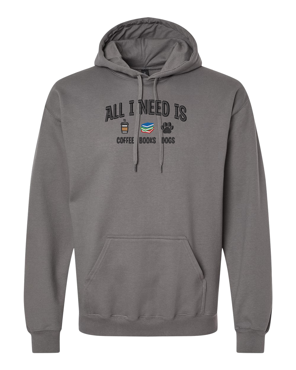All I Need is Coffee, Books & Dogs - Embroidered Hoodie