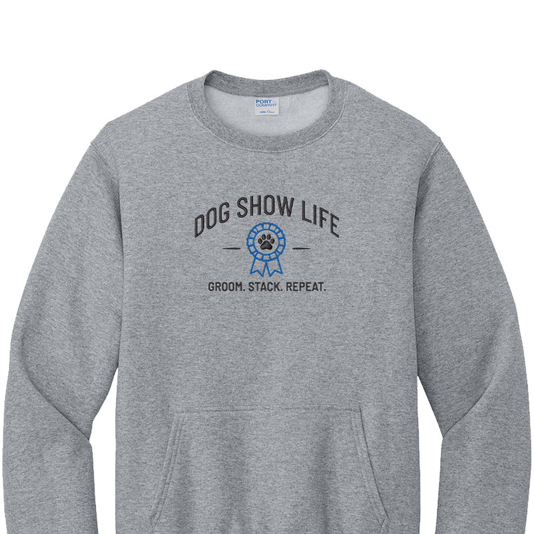 Dog Show Life Embroidered Pocket Crewneck Sweatshirt