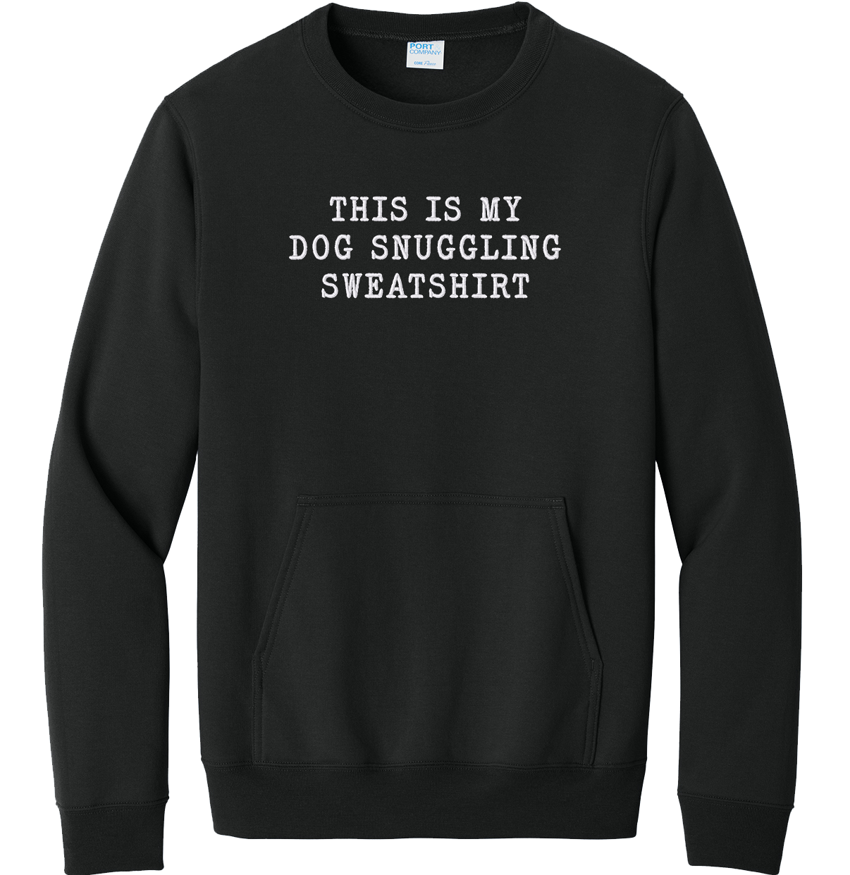 Dog Snuggling Embroidered Pocket Crewneck Sweatshirt