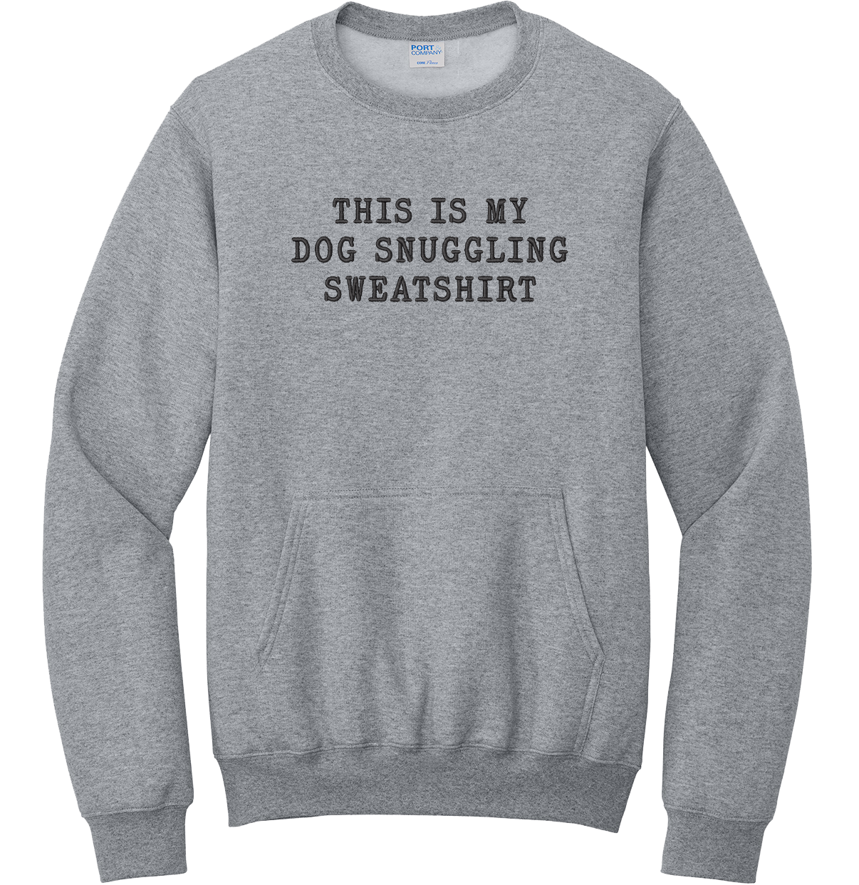 Dog Snuggling Embroidered Pocket Crewneck Sweatshirt