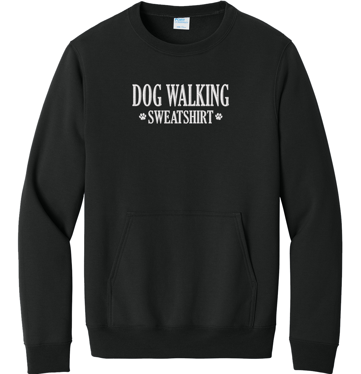 Dog Walking Embroidered Pocket Crewneck Sweatshirt