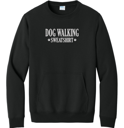 Dog Walking Embroidered Pocket Crewneck Sweatshirt